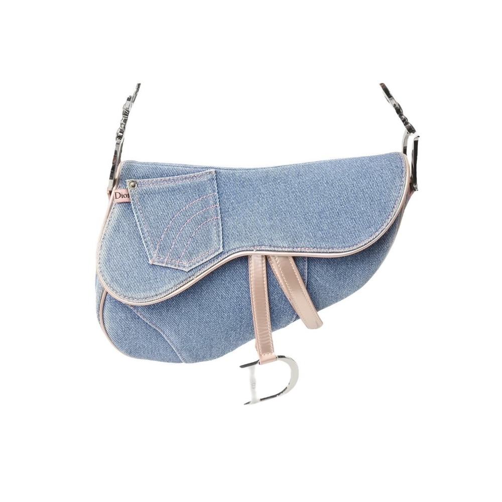 Christian Dior One Shoulder Hobo bag denim pink saddle Galliano - Picture 2 of 10